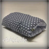 Ministillkissen / Stillmuff in grau Sterne mit hellblau